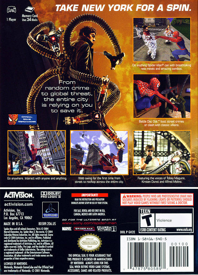Spider-Man 2 (U)(RARE) for gamecube screenshot