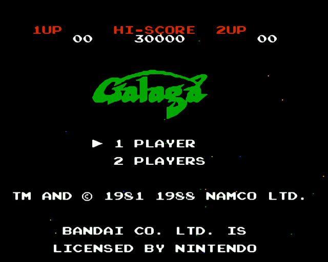 Galaga for nes screenshot